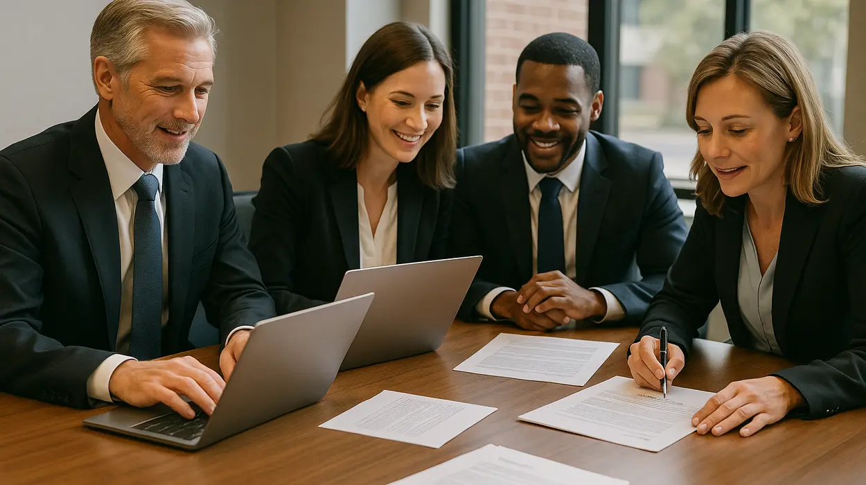 a group of lawyers in a meeting from Lemon Law Lawyer Los Angeles in Los Angeles, CA - Dodge Lemon Vehicles