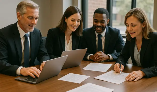 a group of lawyers in a meeting from Lemon Law Lawyer Los Angeles in Los Angeles, CA - Dodge Lemon Vehicles