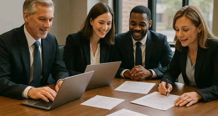 a group of lawyers in a meeting from Lemon Law Lawyer Los Angeles in Los Angeles, CA - Dodge Lemon Vehicles