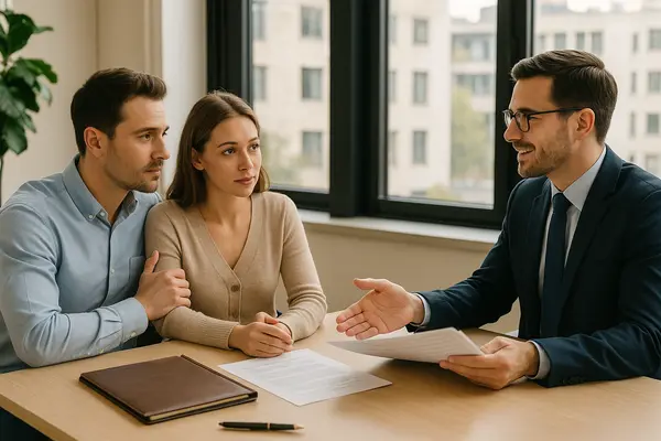 a lawyer talking to a youg couple in his office from Lemon Law Lawyer Los Angeles in Los Angeles, CA - ford lemon law Vehicles