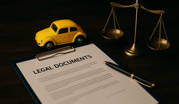 legal documents on top of a desk in a lemon law office from Lemon Law Lawyer Los Angeles in Los Angeles, CA - Lemon Law Litigation