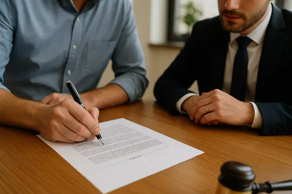 a lawyer with a client reviewing a document from Lemon Law Lawyer Los Angeles in Long Beach, CA - Long Beach CA