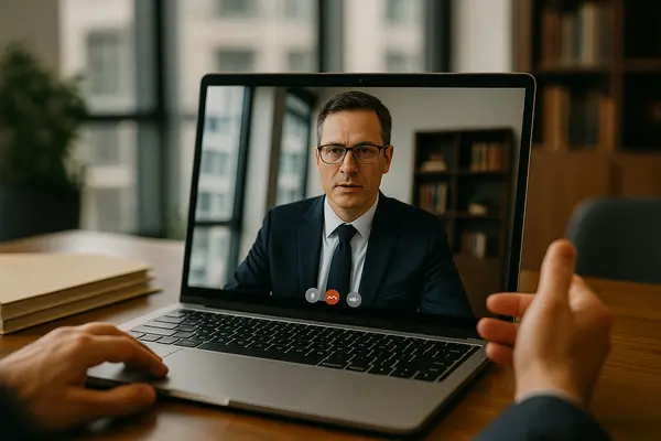 a lawyer having a video call meeting with a client from Lemon Law Lawyer Los Angeles in Pasadena, CA - Pasadena CA